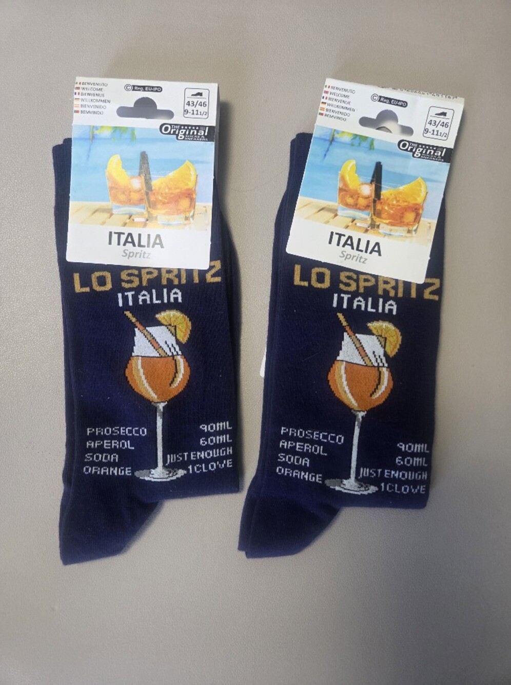 Men’s Novelty Socks - Navy with Orange Spritz Design
